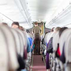 Image showing Steward on the airplane.