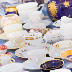 Image showing Sets of vintage china cups.