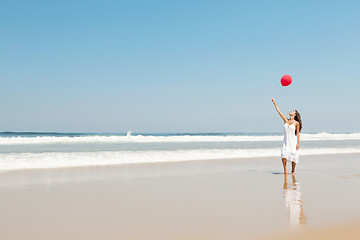 Image showing Girl with red balloon 