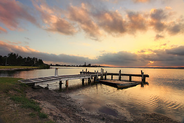 Image showing Sunset at Squids Ink Jetty, Belmont on Lake Macquarie.