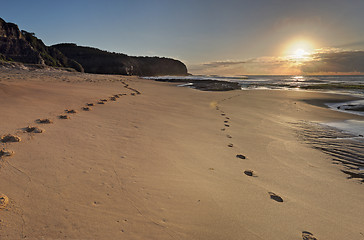 Image showing Turrimetta Beach sunrise with sundog halo