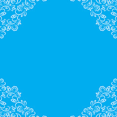 Image showing vector blue frame with white floral lace border