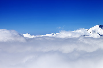 Image showing Mountains under clouds in sun day