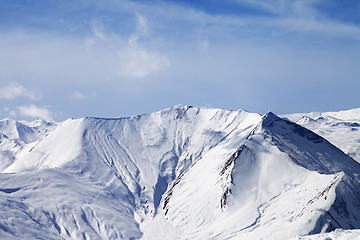 Image showing Snowy mountains with avalanches