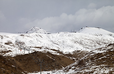 Image showing Ski slopes in little snow year