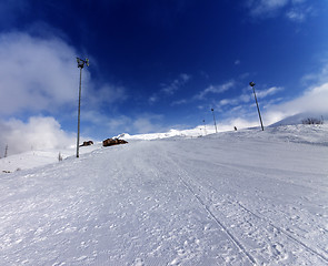 Image showing Ski slope in winter mountains