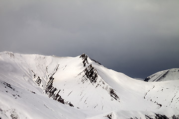 Image showing Off-piste slope and gray sky in wind day