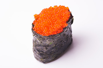 Image showing flying fish caviar sushi on white background 