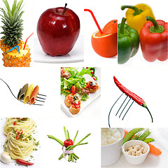 Image showing Organic Vegetarian Vegan food collage  bright mood