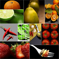 Image showing Organic Vegetarian Vegan food collage  dark 