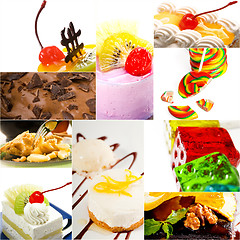 Image showing dessert cake and sweets collection collage