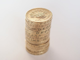 Image showing Pound coin pile