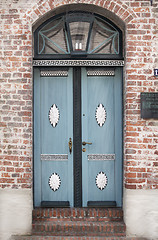 Image showing Vintage style country door in blue