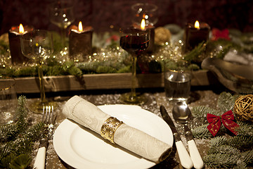 Image showing christmas table, with candles