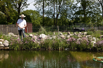 Image showing Fishing at the pond