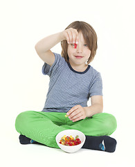 Image showing boy with wine gums