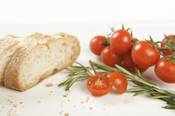 Image showing bread slices with tomato and rosemary