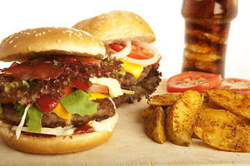 Image showing two burger with cola