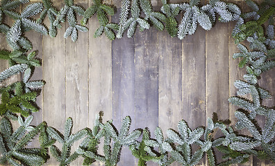 Image showing wood background christmas branches