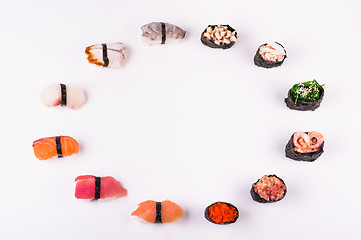 Image showing set of different sushi 