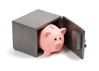 Image showing Piggy bank in a safe