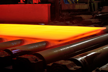 Image showing hot steel on conveyor