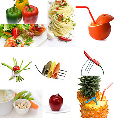 Image showing Organic Vegetarian Vegan food collage  bright mood