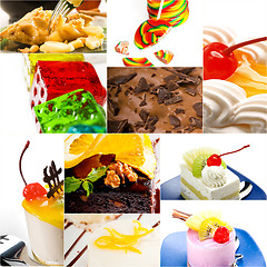 Image showing dessert cake and sweets collection collage