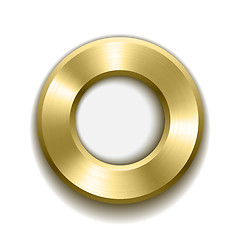 Image showing Gold donut button template with metal texture.