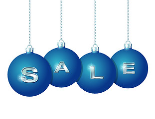 Image showing Blue Christmas balls with silver word Sale