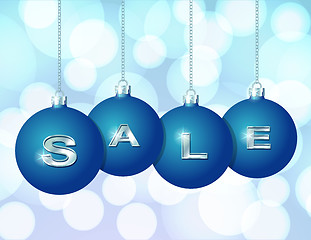 Image showing Blue Christmas balls with silver word Sale