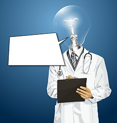 Image showing Vector Lamp Head Doctor Man With Clipboard