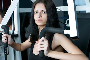 Image showing Young woman in sport club