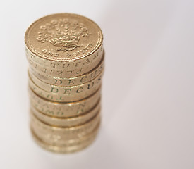 Image showing Pound coin pile