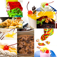 Image showing dessert cake and sweets collection collage