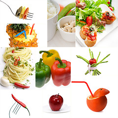 Image showing Organic Vegetarian Vegan food collage  bright mood