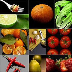 Image showing Organic Vegetarian Vegan food collage  dark 