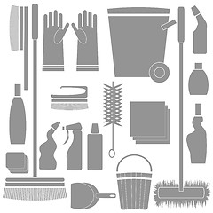 Image showing Cleaning Tools silhouettes