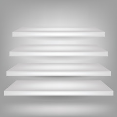 Image showing Empty white shelves 