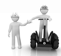 Image showing 3d people in riding on a personal and ecological transport in he