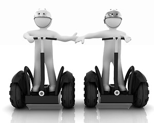 Image showing 3d people in riding on a personal and ecological transport in he