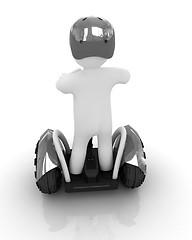 Image showing 3d white person riding on a personal and ecological transport