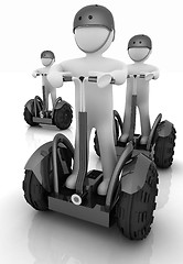 Image showing 3d white persons riding on a personal and ecological transports