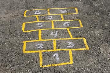 Image showing Childish game hopscotch on asphalt