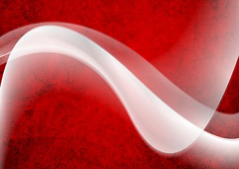 Image showing White wave on red grunge background
