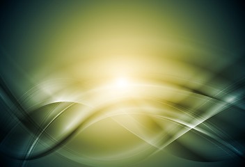 Image showing Green blurred abstract vector waves