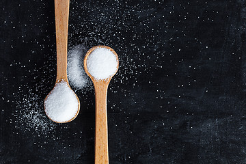 Image showing sugar in wooden spoons 