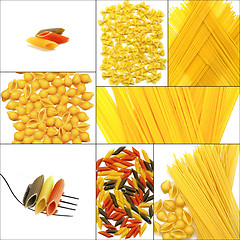 Image showing various type of Italian pasta collage