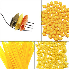 Image showing various type of Italian pasta collage