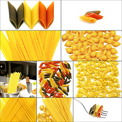 Image showing various type of Italian pasta collage